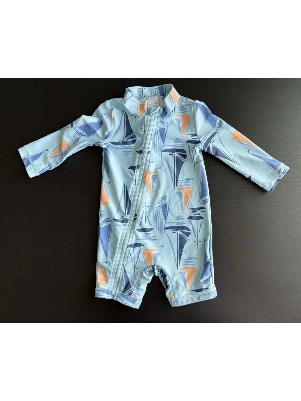 Carter's Just One You Baby Boy Sailboat Rash Guard Soft One Piece 6M Blue
